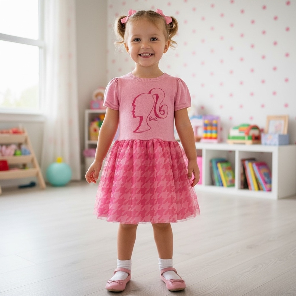 Barbie Pink Kids Casual Dress